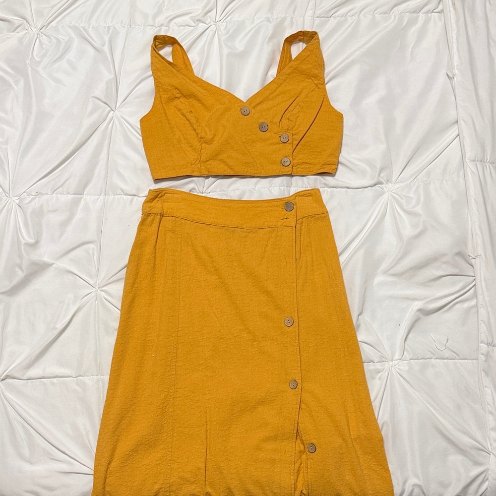 HYFVE Mustard Button-Down Midi Dress